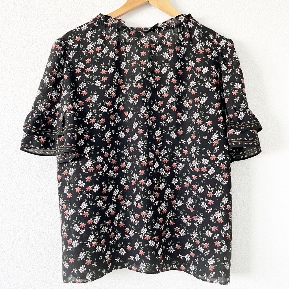 Max Studio Black Floral Blouse - Picture 7 of 8